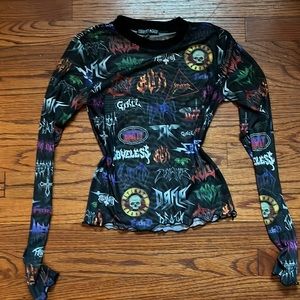 Mesh top. Band names on it. Small from Dolls Kill.